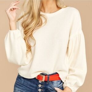 Z Supply Cream Balloon Sleeve Pullover
